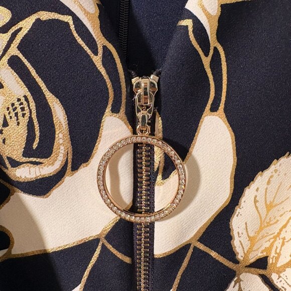 Joseph Ribkoff LDG Jumpsuit | Navy Gold Floral | Size 12 - Picture 8 of 10